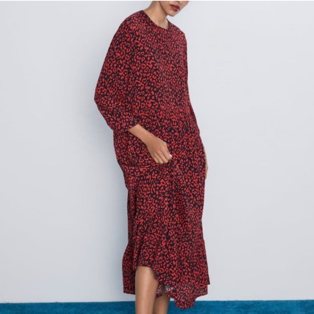 Zara Red Leopard Print Dress